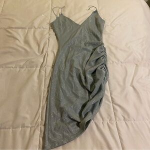Shimmering Asymmetrical Silver Dress